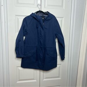 Madewell Rain Jacket | Size Medium | Blue Hooded Utility Coat | Lightweight